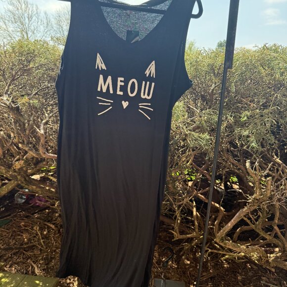 Avenue Body Maxi Tank Style Nightgown MEOW Sexy Cat Black Graphic Size 18/20 NWT - Picture 2 of 11